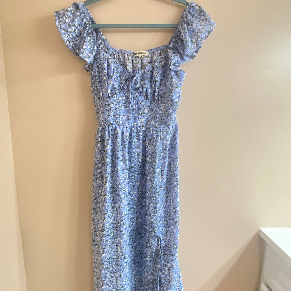 Chic Blue Floral Midi Dress